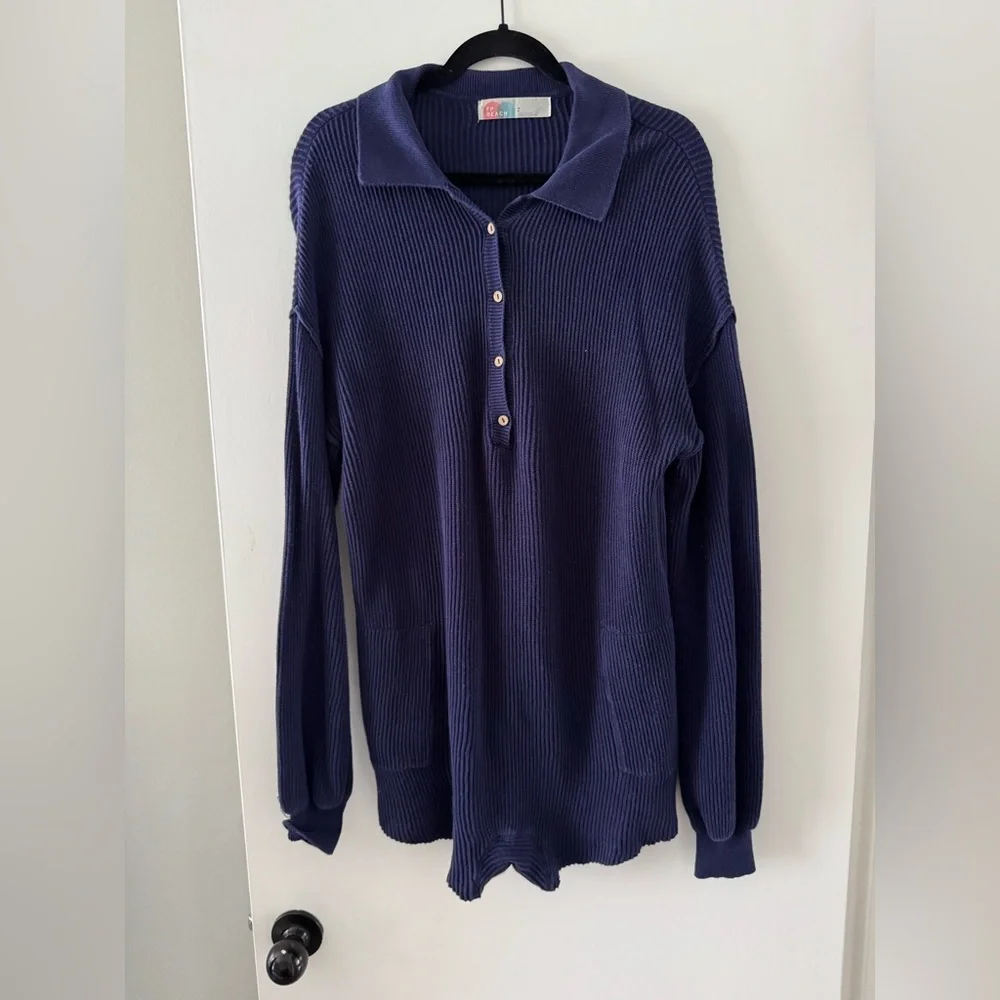 Free People Picnic Sweater Romper | Ink - Picture 4 of 6